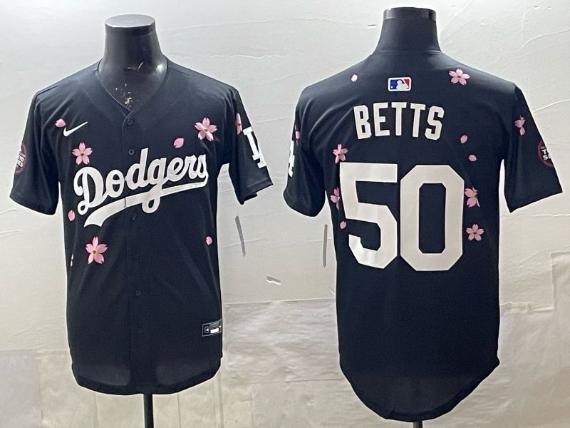 Men 2025 Nike Los Angeles Dodgers #50 Betts Black Game MLB Jersey 017->los angeles dodgers->MLB Jersey